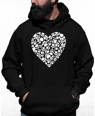 Men's Paw Prints Heart Word Art Hooded Sweatshirt