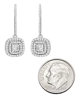 Diamond Halo Drop Earrings (1/2 ct. t.w.) Sterling Silver, 14k Rose Gold Silver & Silver.