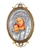 14K Gold-Dipped and Silver-Tone Purple Crystal Enamel Iconica Mary Brooch