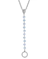 Silver-Tone Blue Beaded Mary Medallion Necklace with Eyeglass Holder