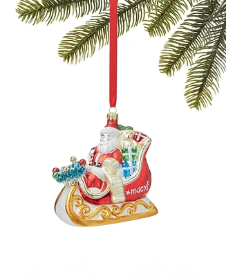 Holiday Lane Macy's Santa on Sleigh Glass Ornament, Created for Macy's