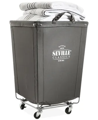 Seville Classics Commercial Heavy-Duty Canvas Laundry Basket Hamper with Wheels