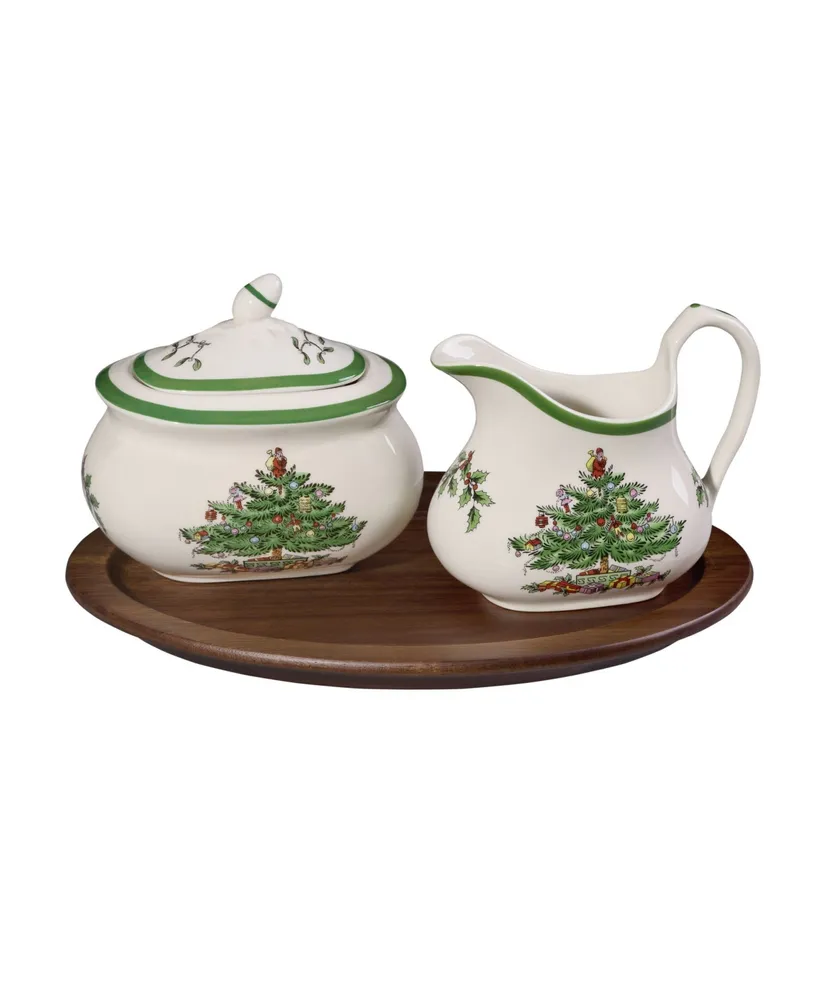 Spode Christmas Tree Sugar and Creamer Set, 3 Pieces