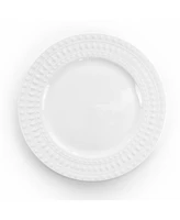 Elama Cara 16 Piece Round Porcelain Dinnerware Set in White
