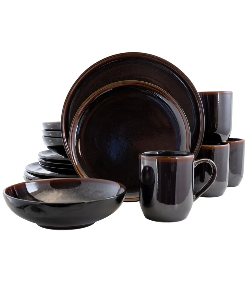 Elama Midnight Beach Dinnerware Set of 16 Pieces