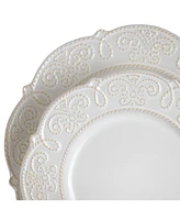 Elama Luna Embossed Scalloped Dinnerware Set of 16 Pieces
