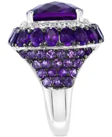 Effy Amethyst (12 ct. t.w.) & White Topaz (5/8 ct. t.w.) Statement Ring in Sterling Silver