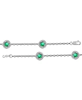 Sapphire (7/8 ct. t.w.) & Diamond (1/4 Halo Chain Link Bracelet 14k White Gold (Also Ruby Emerald)