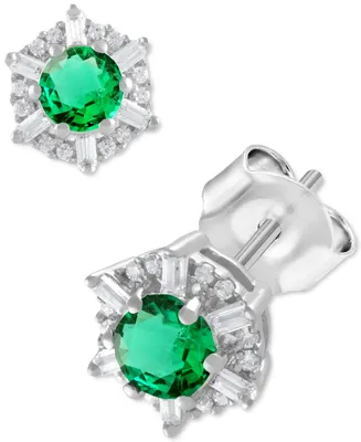 Sapphire (5/8 ct. t.w.) & Diamond (1/10 Stud Earrings 14k White Gold (Also Emerald Ruby)