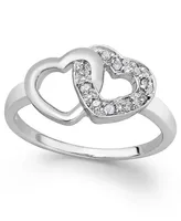 Diamond Double Heart Ring Sterling Silver (1/10 ct. t.w.)