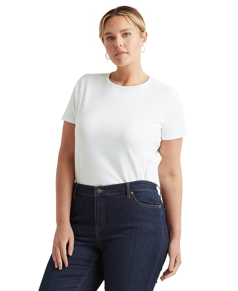 Lauren Ralph Plus Stretch Cotton T-Shirt