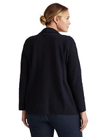 Lauren Ralph Women's Plus Combed Cotton Single-Breasted Blazer