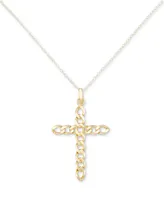 Curb Link Cross 18" Pendant Necklace in 14k Gold