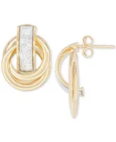 Glitter Love Knot Stud Earrings in 10k Gold
