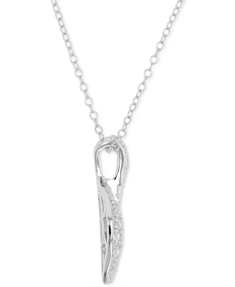 Cubic Zirconia Leaf 18" Pendant Necklace Sterling Silver