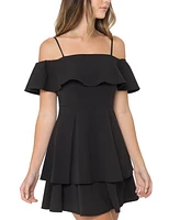 B Darlin Juniors' Ruffled Off-The-Shoulder Dress