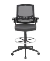 Boss Office Products Mesh Drafting Stool with Flip Arms