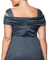 Alex Evenings Plus Size Draped Cold-Shoulder Dress