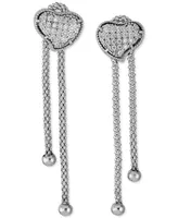 Diamond Heart Cluster Chain Drop Earrings (1/4 ct. t.w.) in Sterling Silver