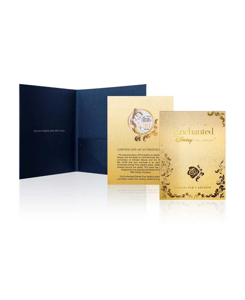 Enchanted Disney Diamond Rose Belle Pendant Necklace (1/10 ct. t.w.) in 14k Rose Gold, 16" + 2" extender