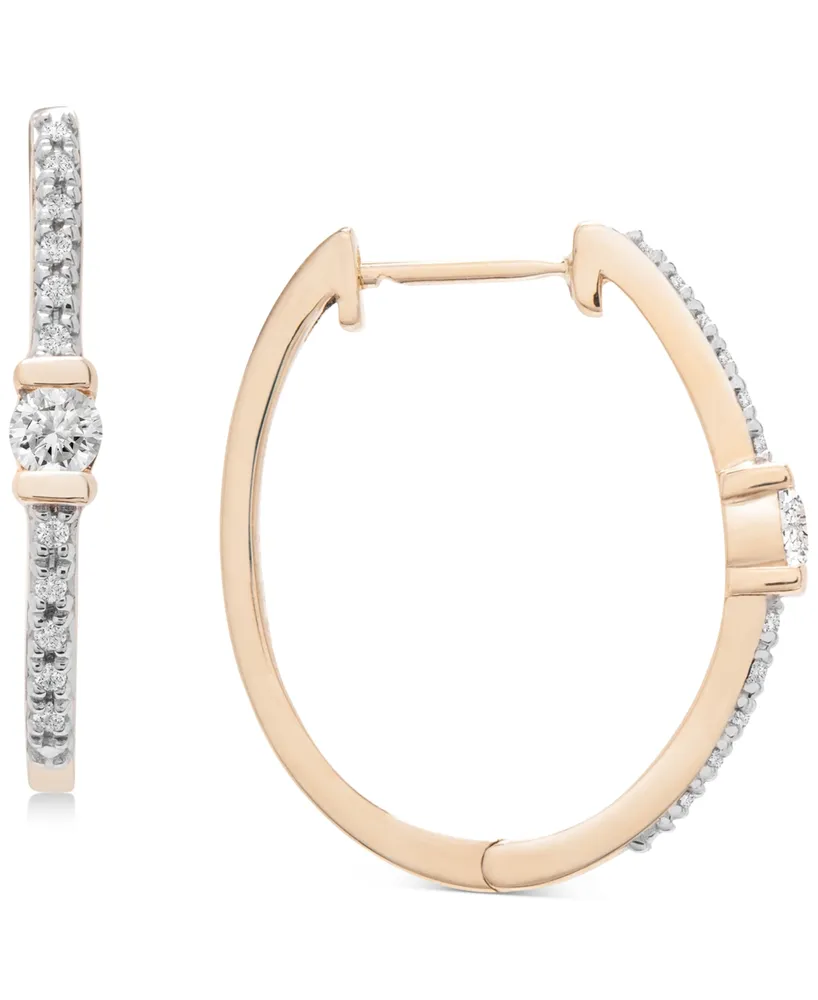 Wrapped Certified Diamond Hoop Earrings (1/6 ct. t.w.) in 14k Gold, Created for Macy's