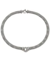 Diamond Circle Mesh 17" Statement Necklace (1/3 ct. t.w.) in Sterling Silver