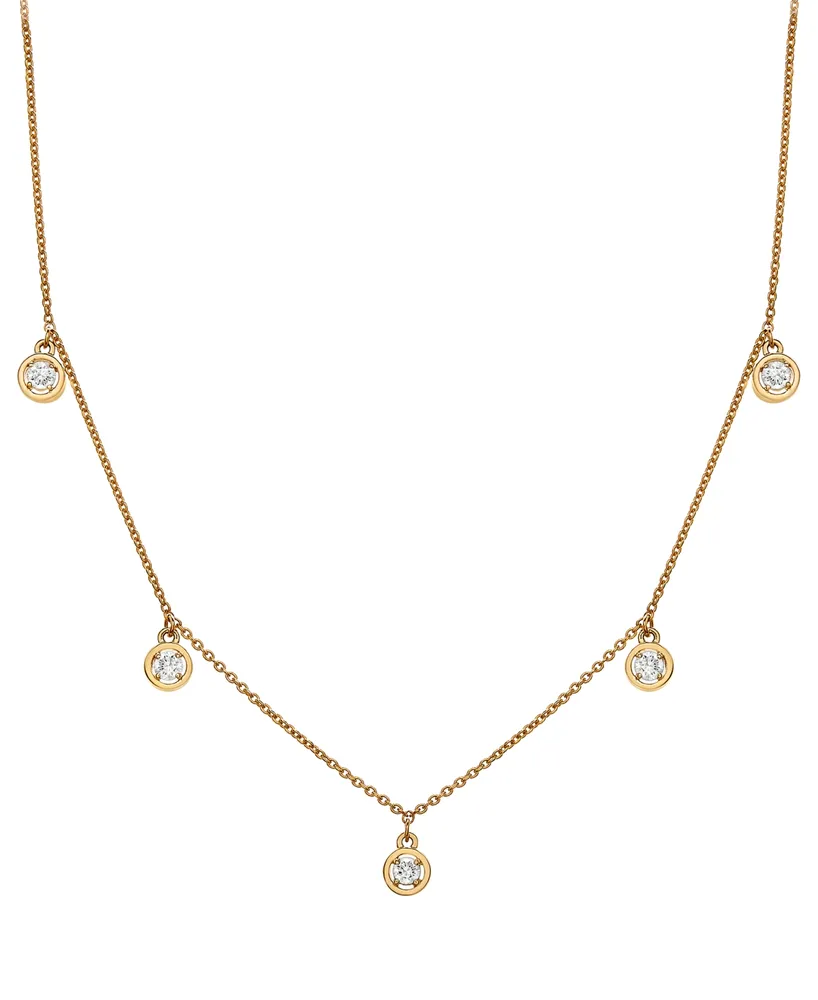 Wrapped Diamond Dangle Statement Necklace (1/4 ct. t.w.) in 14k Gold, 16" + 2" extender, Created for Macy's