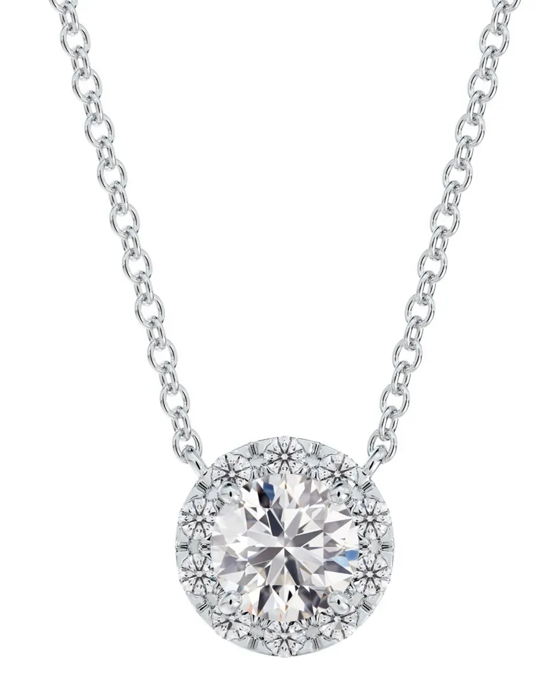 Portfolio by De Beers Forevermark Diamond Halo Pendant Necklace (3/4 ct. t.w.) in 14k White Gold, 16" + 2" extender