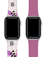 Men's and Women's Purple Floral and Purple 2 Piece Silicone Band for Apple Watch 38mm