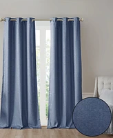 SunSmart Como Tonal Faux Silk Total Blackout Curtain Panel Pair, 42"W x 95"L