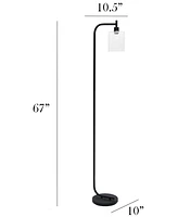 Simple Designs Modern Lantern Floor Lamp with Glass Shade