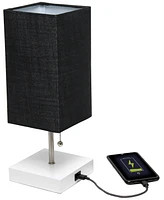Simple Designs Petite Stick Lamp with Usb Charging Port and Shade