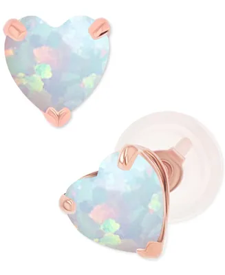 Lab-Grown Opal Heart Stud Earrings (3/8 ct. t.w.) Sterling Silver