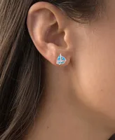 Lab-Grown Blue Opal Sailboat Stud Earrings in Sterling Silver