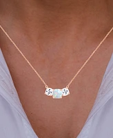 Lab-Grown Opal (1/4 ct. t.w.) & White Sapphire (1 Triple Stone 18" Pendant Necklace