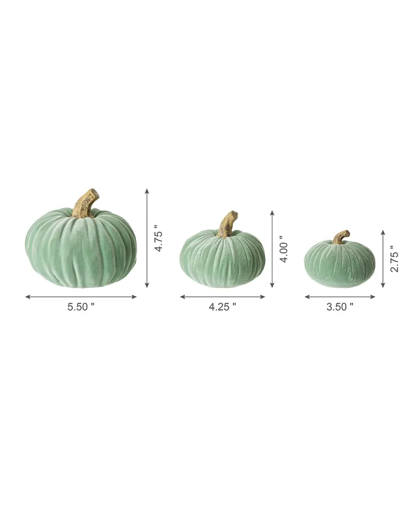 Glitzhome Set of 3 Velvet-textured Resin Pumpkins