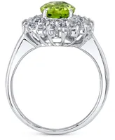 Peridot (1-3/4 ct. t.w.) & White Topaz (1-1/4 ct. t.w.) Double Halo Ring in Sterling Silver