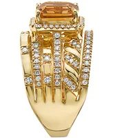 Effy Citrine (2-3/4 ct. t.w.) & Diamond (1/2 ct. t.w.) Multirow Statement Ring in 14k Gold