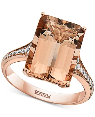 Effy Morganite (7-1/3 ct. t.w.) & Diamond (1/8 ct. t.w.) Ring in 14k Rose Gold