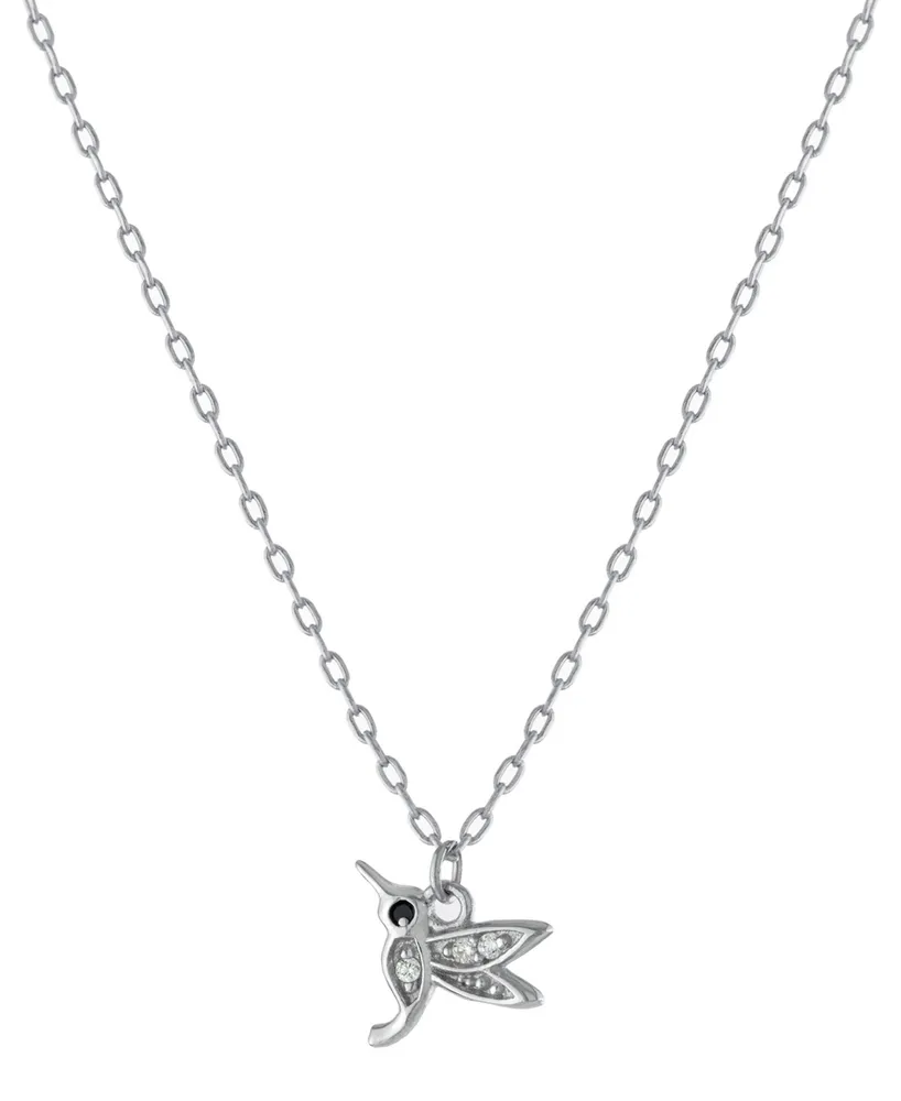 Giani Bernini Cubic Zirconia Hummingbird Pendant Necklace in Sterling Silver, 16" + 2" extender, Created for Macy's