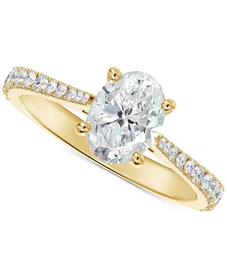 Portfolio by De Beers Forevermark Diamond Oval-Cut Solitaire Tapered Pave Engagement Ring (1-1/10 ct. t.w.) in 14k Gold