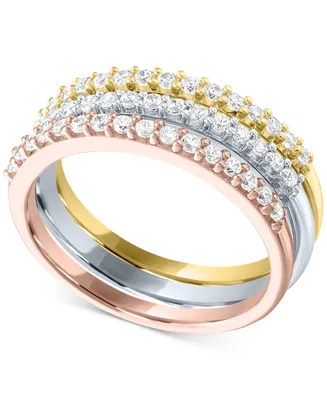 Forever Grown Diamonds 3-Pc. Set Lab-Created Diamond Stacking Rings (1/2 ct. t.w.) in Sterling Silver, 14k Gold
