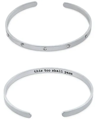 Giani Bernini Crystal Inner Message Cuff Bangle Bracelet in Sterling Silver, Created for Macy's