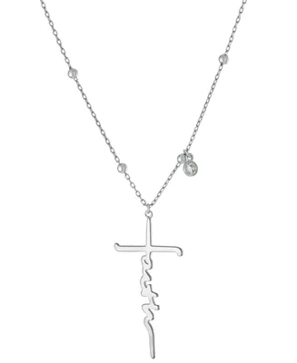 Giani Bernini Cubic Zirconia Faith Cross Pendant Necklace in Sterling Silver, 16" + 2" extender, Created for Macy's