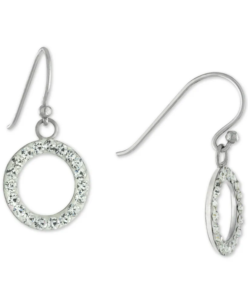 Giani Bernini Crystal Circle Drop Earrings in Sterling Silver, Created for Macy's