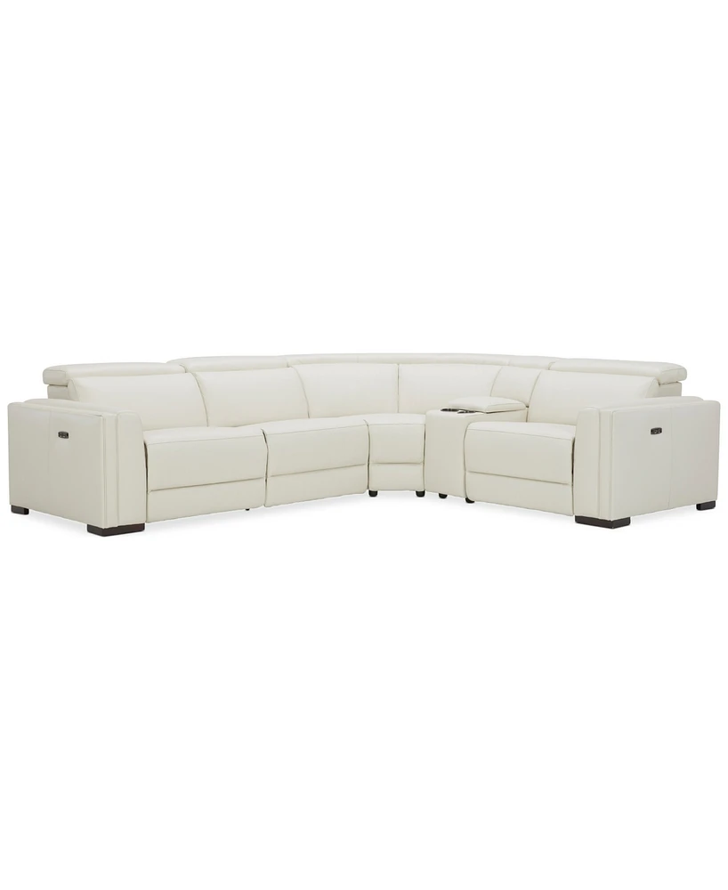 Closeout! Jenneth 5-Pc. Leather L Sectional with Power Motion Recliners