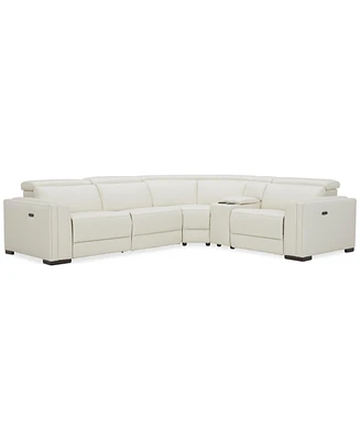 Closeout! Jenneth 5-Pc. Leather L Sectional with Power Motion Recliners