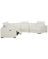 Closeout! Jenneth 6-Pc. Leather Sofa with 1 Power Motion Recliner and Cuddler, Created for Macy's