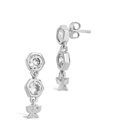 Women's Cubic Zirconia Honeycomb and Butterfly Dangle Earrings