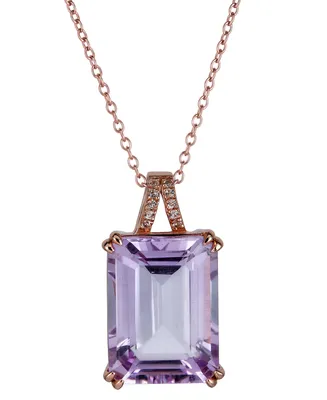 Pink Amethyst (13 ct. t.w.) & White Topaz (1/20 ct. t.w.) 18" Pendant Necklace in Gold